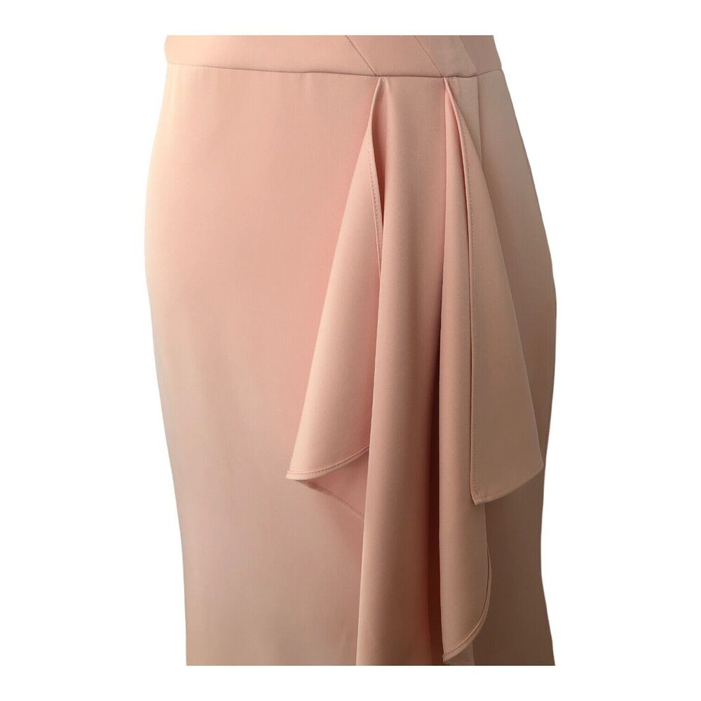 Eliza J‎ Sleeveless Pink Cross Bodice Cascading Ruffle Maxi Gown w/Split Size 12 - Picture 7 of 16